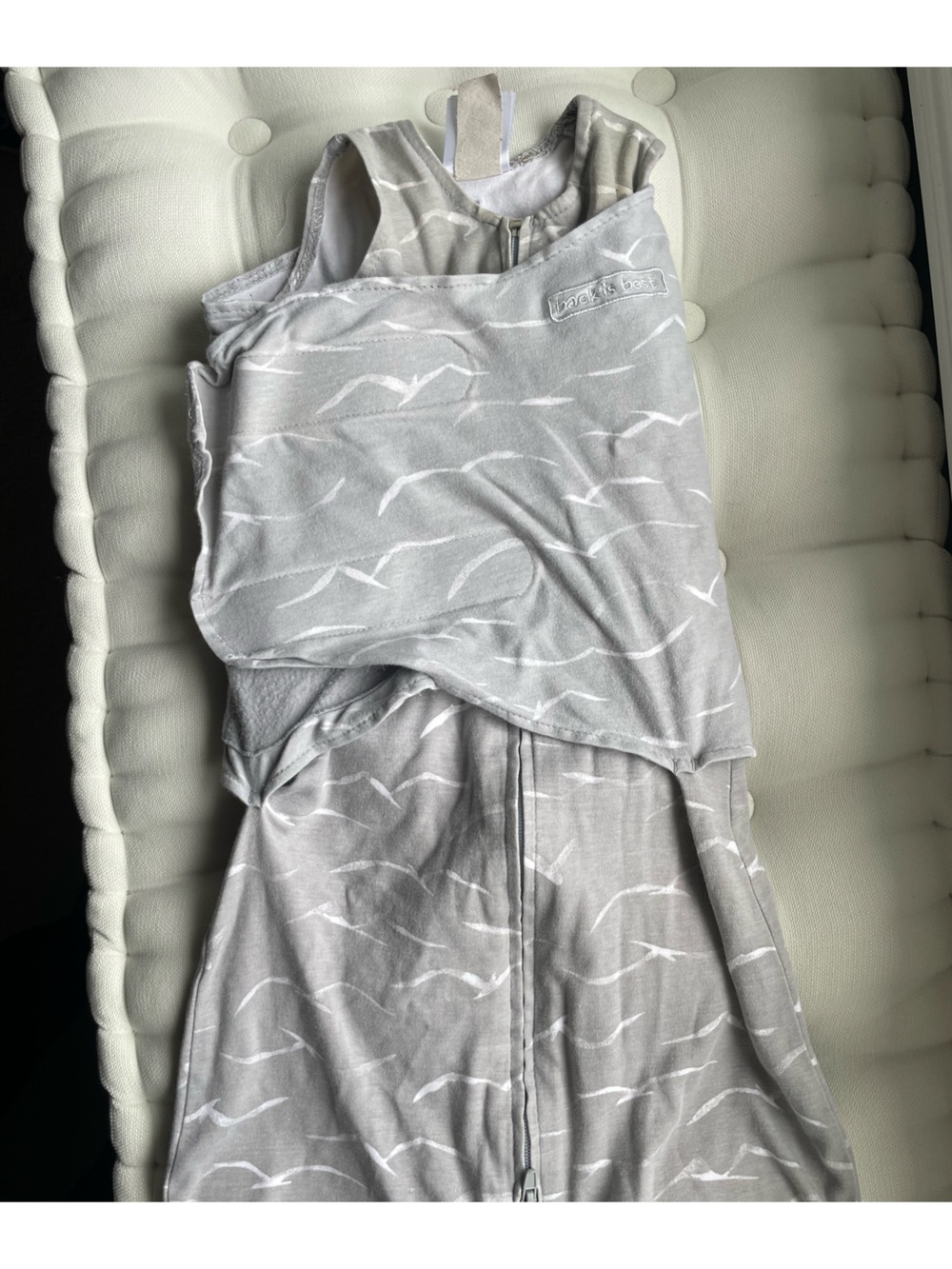 [Halo] Grey Printed With White Birds/Seagulls Sleep Sack - Small